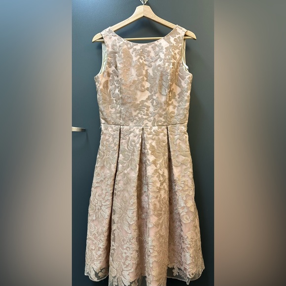 Eliza J Pink & Gold Lace Midi Dress - Picture 1 of 10